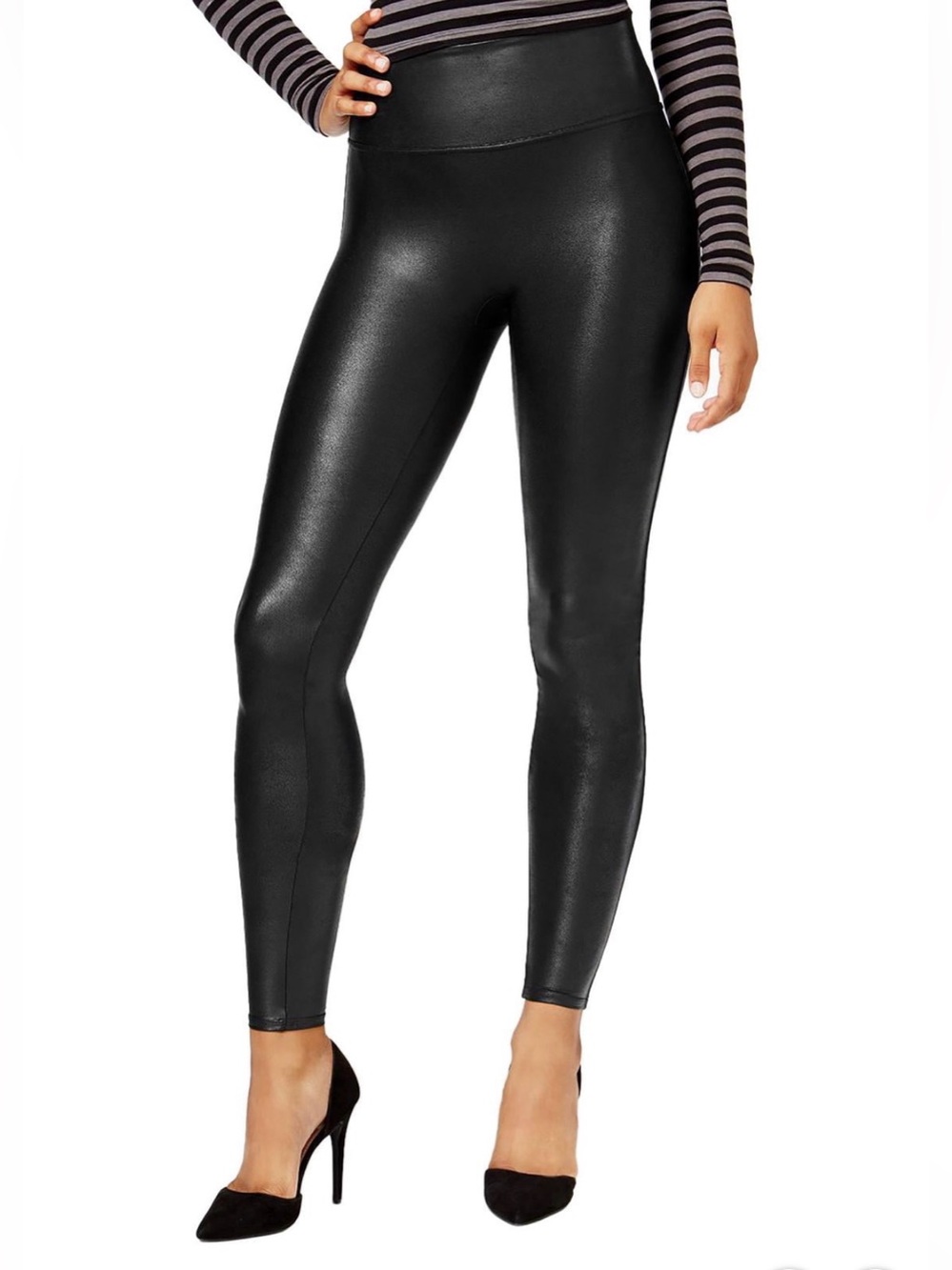 SPANX High-Waist Faux Leather Leggings in Black